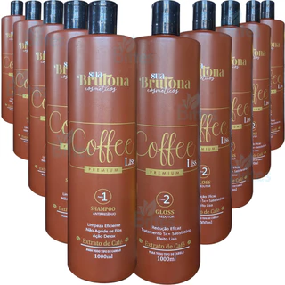 5 KIT GLOSS REDUTOR COFFEE LISS SUA BRUTONA EXTRATO DE CAFÉ