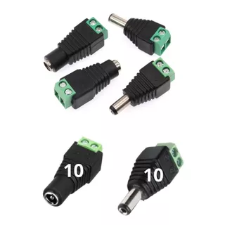 Kit Conector Plug P4/ 10 Macho 10 Femea Com Borne P/ Cftv Camera Fonte