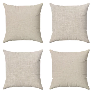 Kit 4 Capas De Almofadas 45x45 Decorativas Bege Cru Luxo Para Sofá C/ Zíper