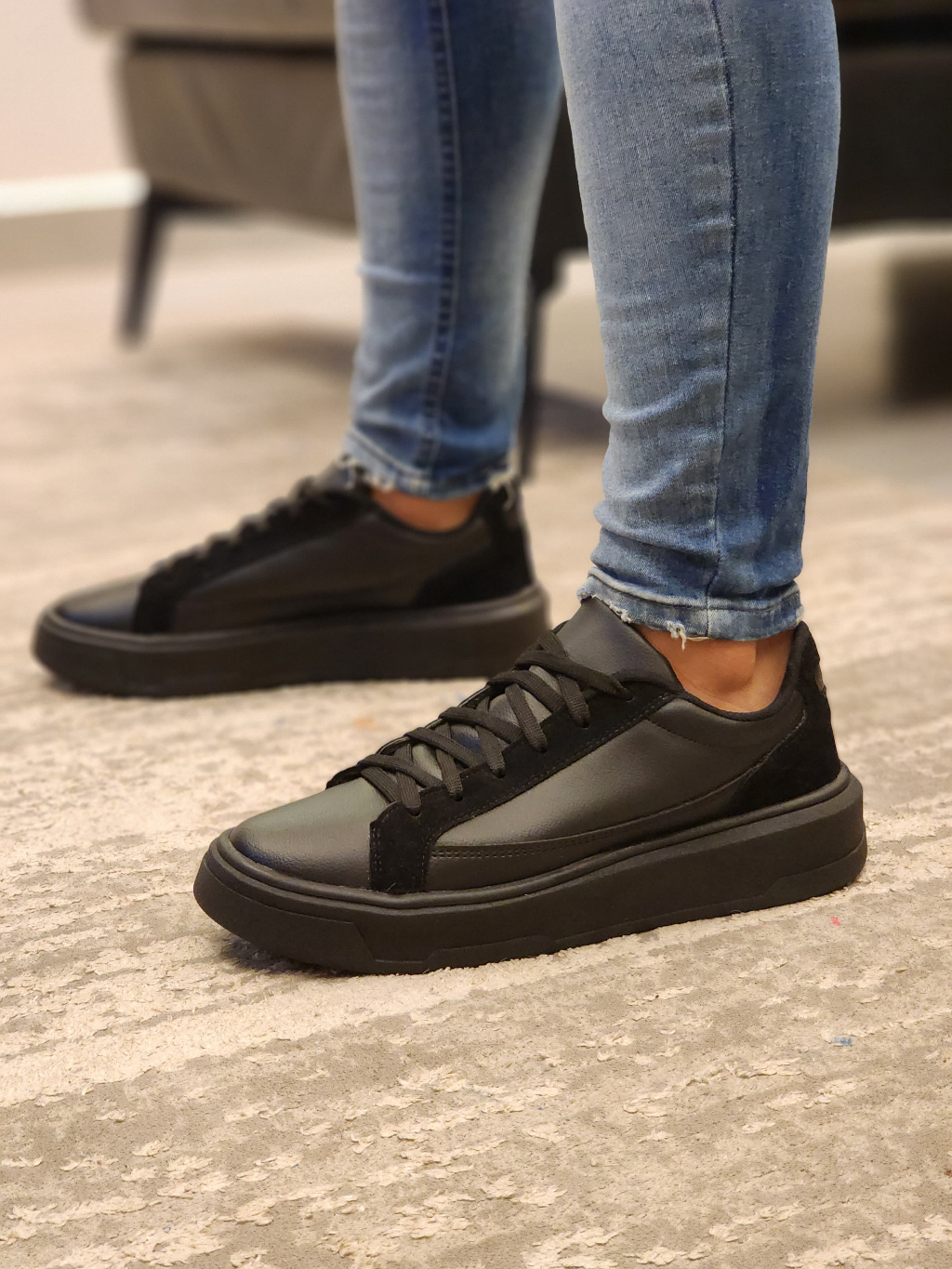 Tênis Sola Alta Masculino Casual Conforto Estilo All Black
