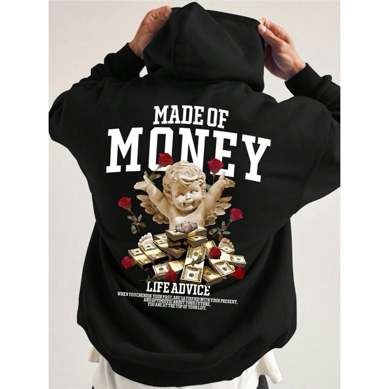 Blusa Moletom Canguru Casual Confortavel Made Of Money Anjo Estilo