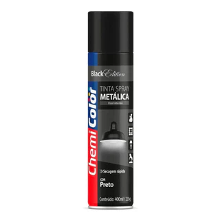 TINTA SPRAY 400ML METALICA PRETO CHEMICOLOR