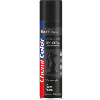 TINTA SPRAY 400ML USO GERAL PRETO FOSCO CHEMICOLOR