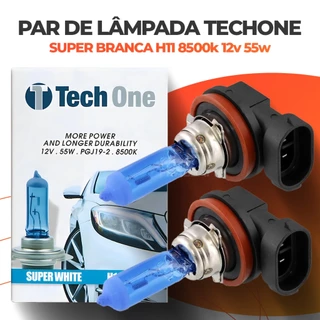 Par Lampada Super Branca H11 8500k Xenon 12v 55w Techone