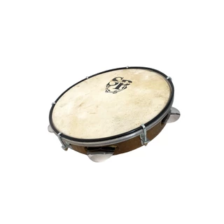 Pandeiro Profissional 10 Polegadas Madeira Pele Animal Sp Percussion