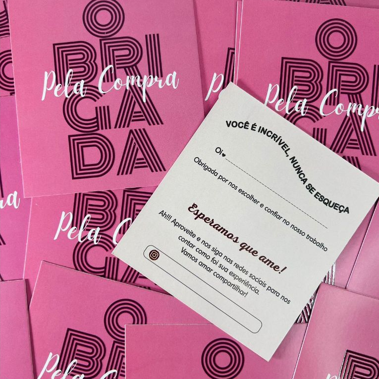 Cartão Agradecimento - Obrigada Rosa com 50 unidades.