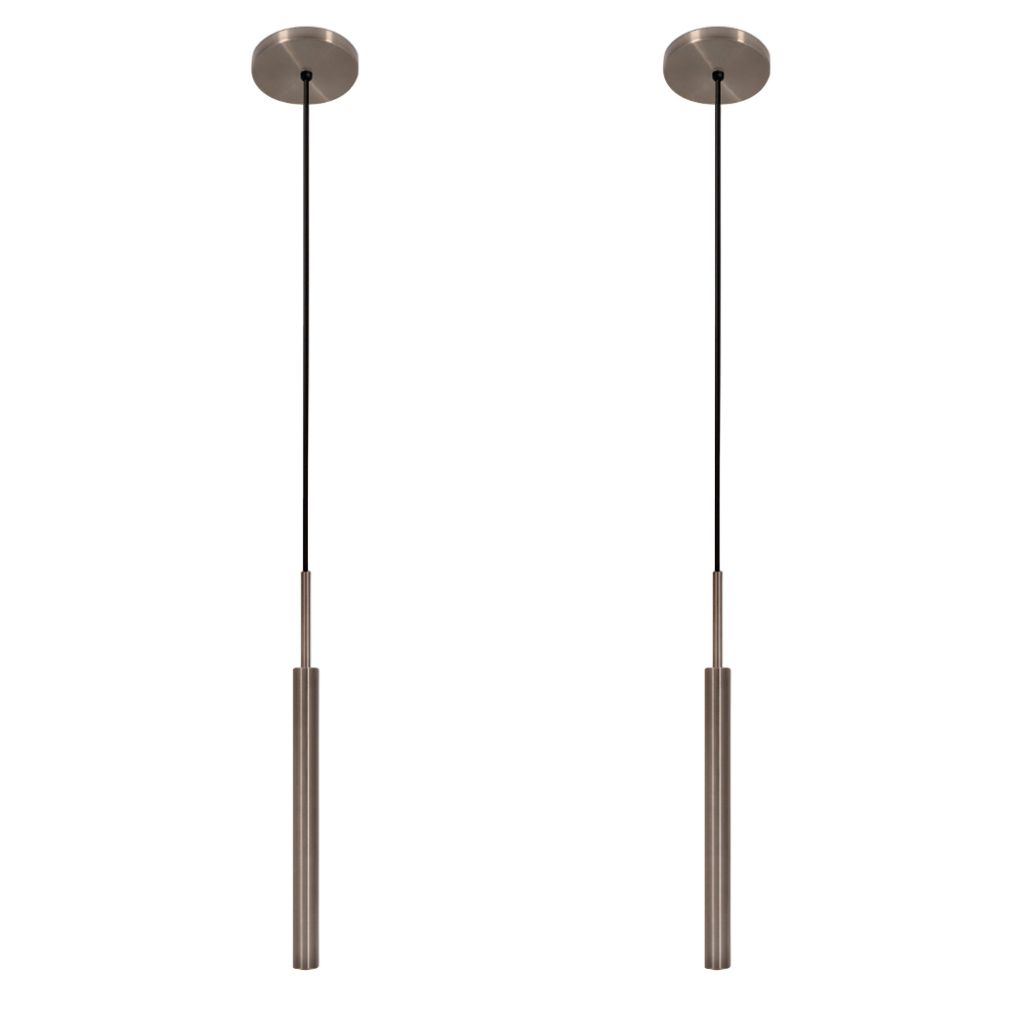 Kit 2 Luminarias Tubo Pendente Teto Mesa Sala Bronze 40cm G9 Shopee