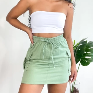 Saia feminina cargo curta moleton moletinho moda inverno e verão 2024
