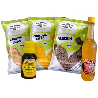 KIT Vinagre de Maçã, Alecrim, Cúrcuma, Gengibre em Pó e Extrato de Própolis em Oferta na Shopee