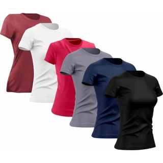 Kit 6 Camisetas Dry Fit Femininas Poliéster Academia Treino Fitness