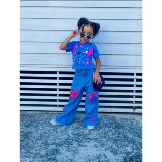 CONJUNTO DE LILO STITCH MENINA, BLUSINHA LILO STITCH E CALÇA WIDLEGS STITCH