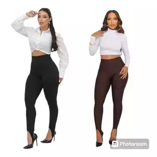 Kit 2 Calças Legging Feminino Com Pezinho Suplex power Flanelada