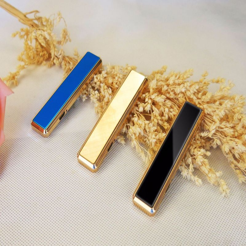 Isqueiro fino usb Eletronico Recarregavel Bateria esqueiro metal Portatil Acendedor Sem Chama Multiuso Elegante