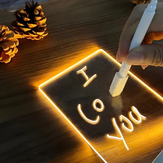 Luminária Lousa De Mesa 3D Com Led E Caneta Para Escrever