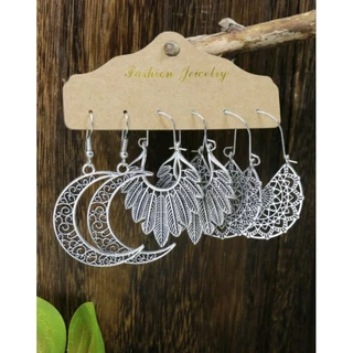 Kit Trio de Brincos Estilo Hippie Boho Prateado
