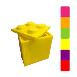 Caixa Organizadora Lego Amarela Plástica - Cubo Infantil para Playgrounds - 7 Cores Disponíveis