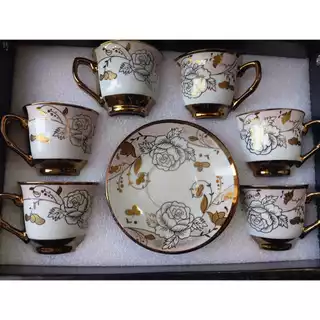 Xícara de Porcelana 12 Peças Jogo de Xícaras de café Conjunto Xícara de Café de Porcelana com Pires