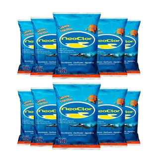 KIT 10 PASTILHAS DE CLORO CLARIFICANTE  200G PARA PISCINAS 3 EM 1 NEOCLOR