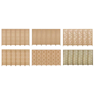 6 Biombo Inteiro Divisória Separador De Ambiente Painel Madeira Divisor Folha Mdf Cru Com Base Pé