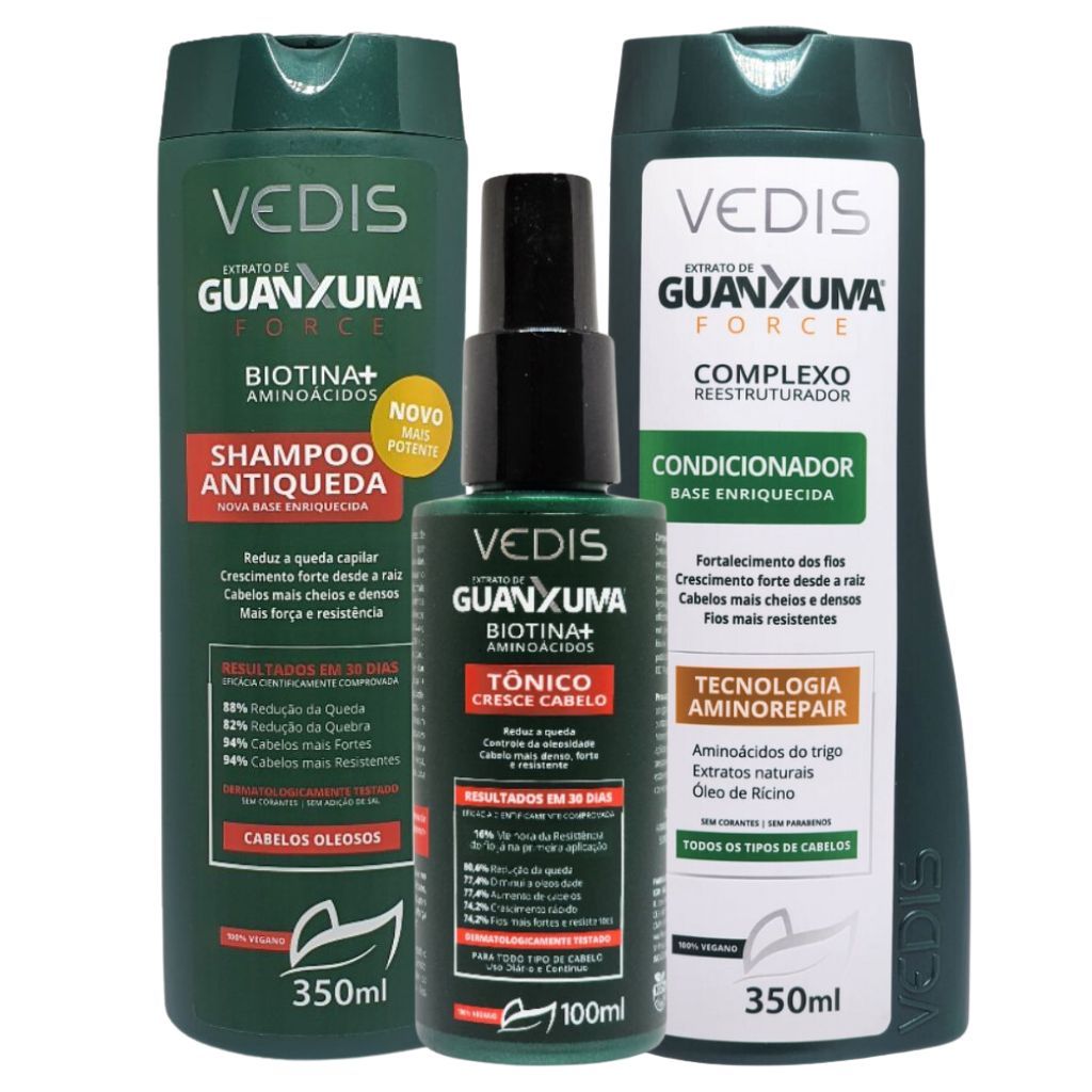 Kit Shampoo Condicionador e Tônico Guanxuma Vedis
