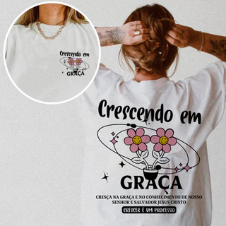 Camiseta Unissex Algodão Gospel Cristã Crescendo Em Graça