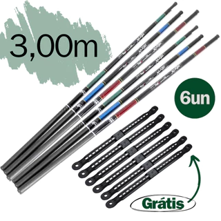 Kit 6 Varas Telescópica 3,00m Pesca Completo Vara de Mão Lisa Barato Pescaria Caniço Lambari Tilapia