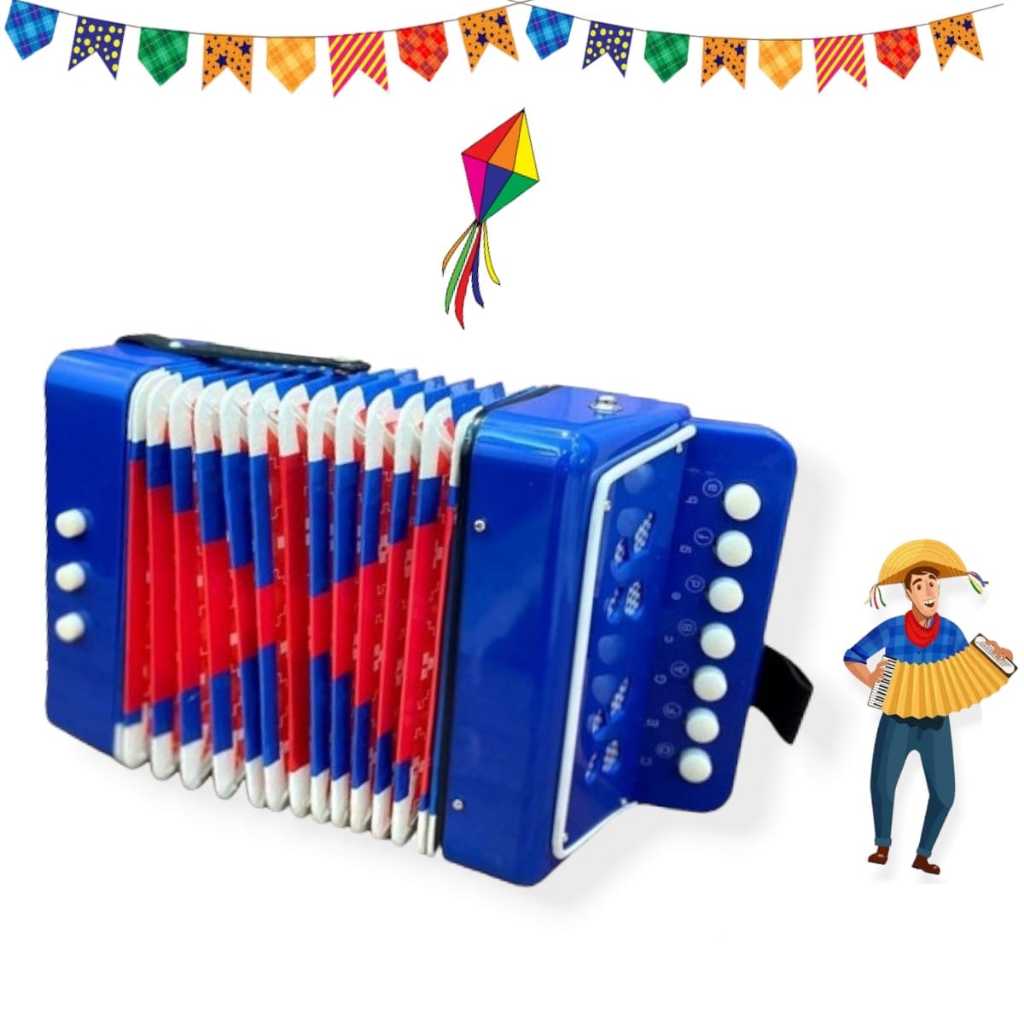 Mini Sanfona Brinquedo Sanfona Acordeon Gaita Infantil | Shopee Brasil