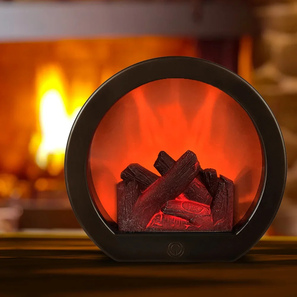 Lareira Luz De Led Decoração Enfeite Simula Fogo Artificial