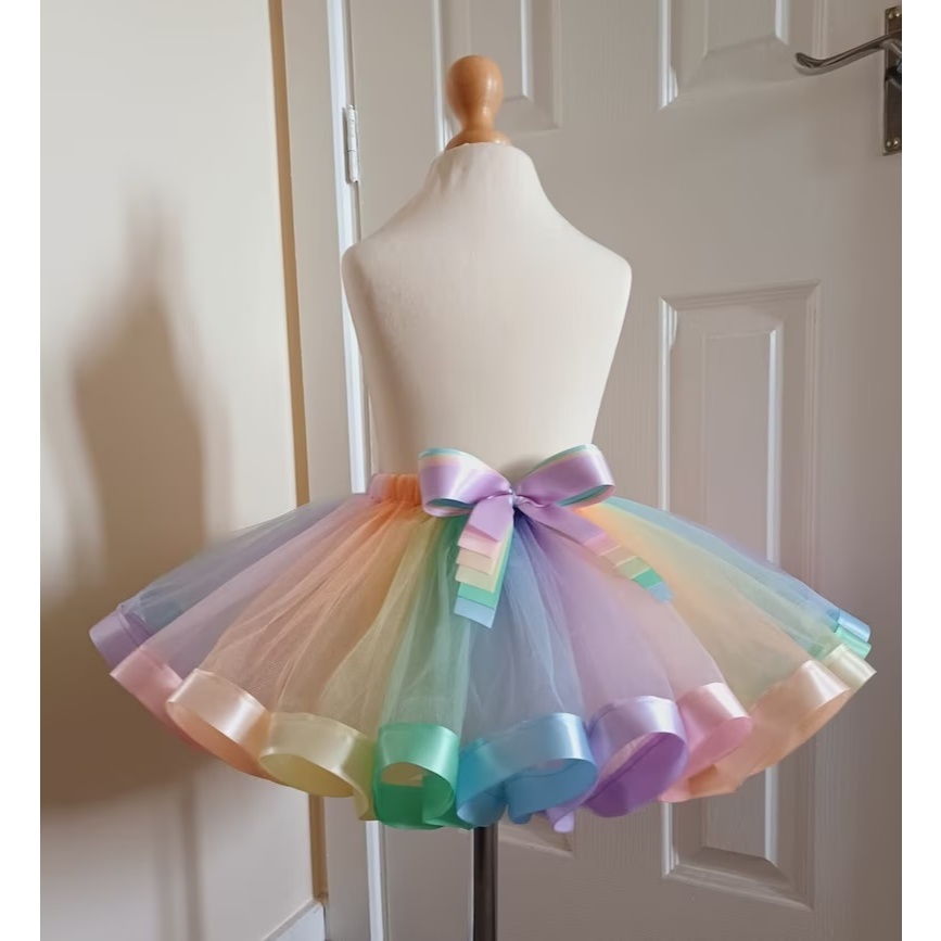 Tutu Vestido De Tule Infantil Colorido Saia Tule Colorida