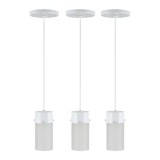 Kit 03 Pendentes Copo Vidro Para Bar, Sala, Área Gourmet, Sala de Jantar, Cozinha Americana e Varanda