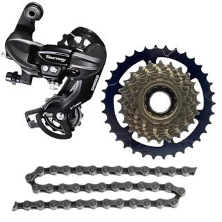 Kit relação Cambio Shimano Ty300 + Catraca Megaranger 7v + corrente index para bicicleta Bike