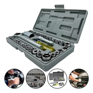 Kit De Ferramentas Multiuso Com 40 Peças Soquete Catraca Reversível E Maleta