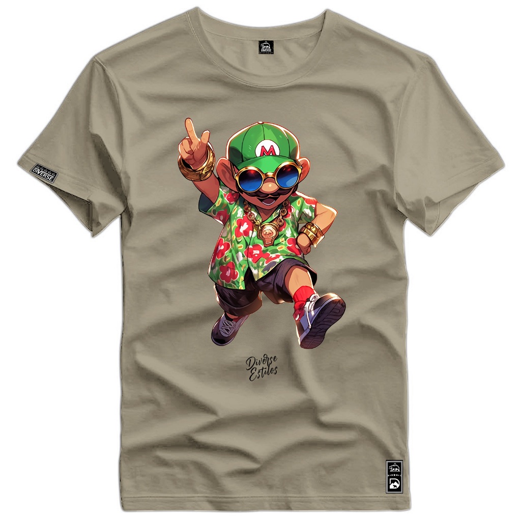Camiseta Masculina Gamer Mario Bross Praiano Diverse camisa 100% Algodão
