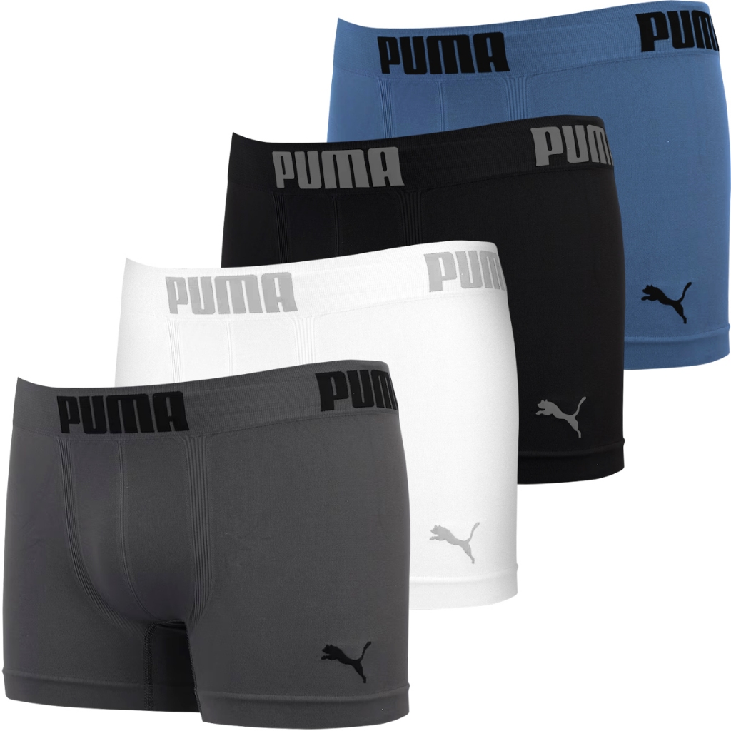 Kit 4 Cuecas Boxer Puma Masculina Box Microfibra Cueca Sem Costura Confortável Adulto Original