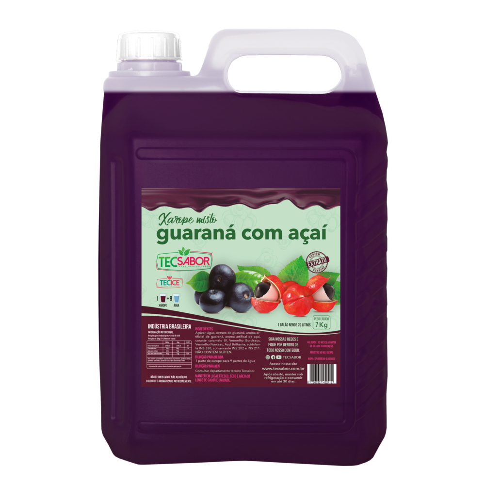 Xarope Guarana e Açai 7 Kg TecSabor | Shopee Brasil