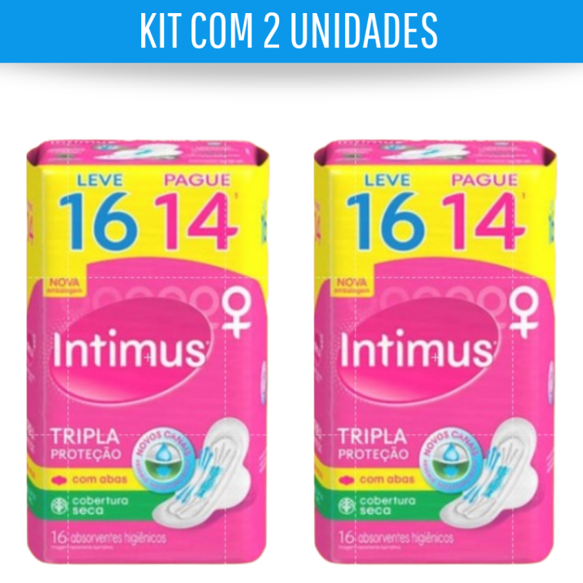 Kit Absorvente Intimus Tripla Proteção Cobertura Seca Contém 16 ...