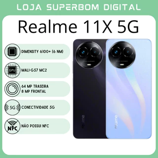 Realme 11x 5G (Versão Global) | Câmera de 64MP, Processador Dimensity 6100+ (6 nm), GPU Mali-G57 MC2 (NOVO/LACRADO)