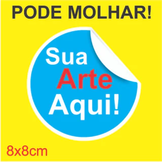 100 Unidades 8x8 cm | Etiquetas Adesivas | Adesivos Personalizados em Vinil - Redondas Prova d'água
