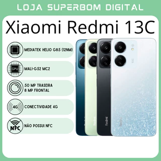 Xiaomi Redmi 13C 4G (Versão Global) | Câmera de 50MP, Processador MediaTek Helio G85 (12nm), GPU Mali-G52 MC2 (NOVO/LACRADO)
