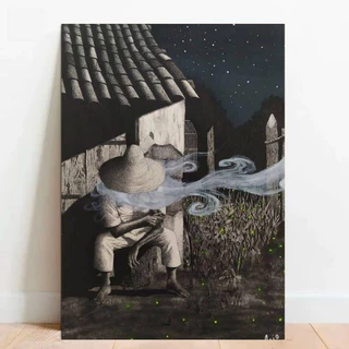 Quadro Preto Velho Orixá Umbanda Candomblé Decorativo Oxalá Com Moldura (60)