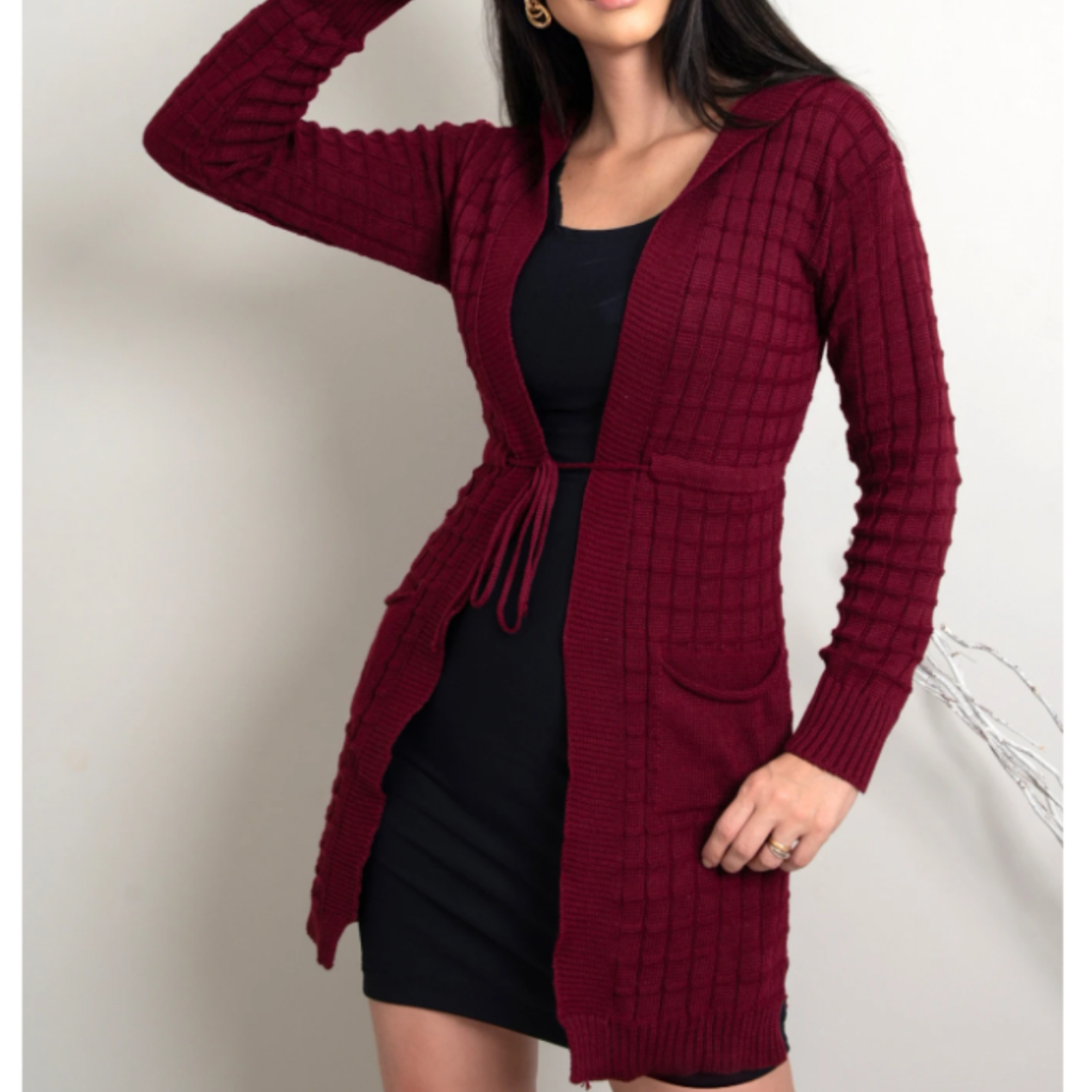 Blusa De Frio Cardigan Casaco De Inverno Trico Parka Feminino Capuz Bolso  Tricot Kimono Lã Sobretudo