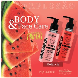 Kit Cuidado Rosto E Corpo Hidratante + Sabonete Líquido Melância 200ml Cada