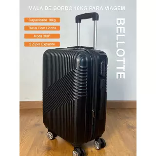 Mala De Viagem Com 2 Zípers Pequena De Bordo Cadeado 10kg Roda 360° Abs