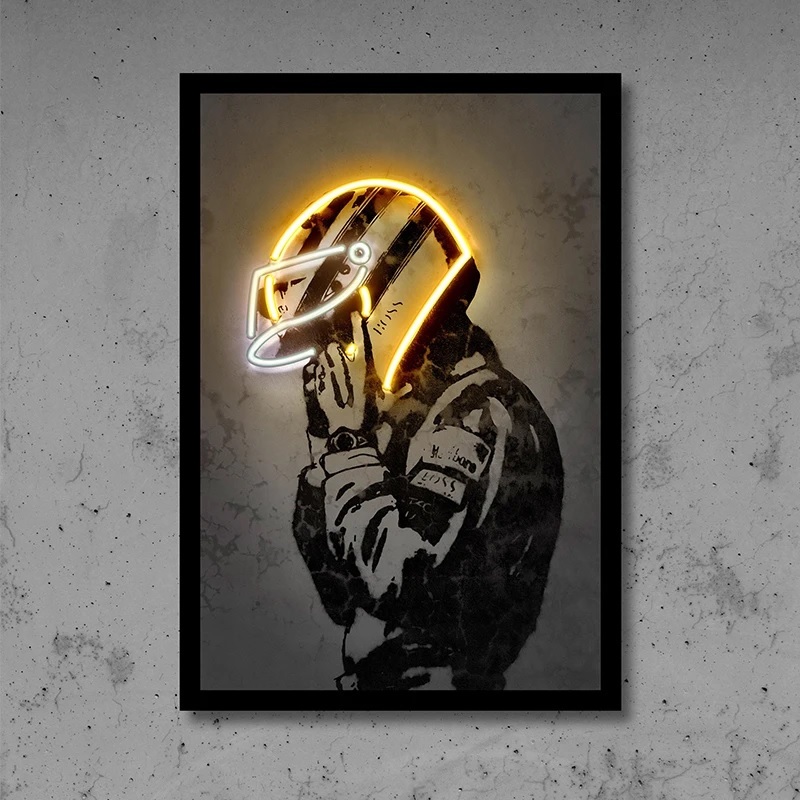 Quadro decorativo Ayrton senna neon racing 60x90