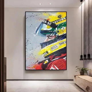 Quadro decorativo Escandinavo Minimalista, Ayrton Senna Fórmula 1 60x90