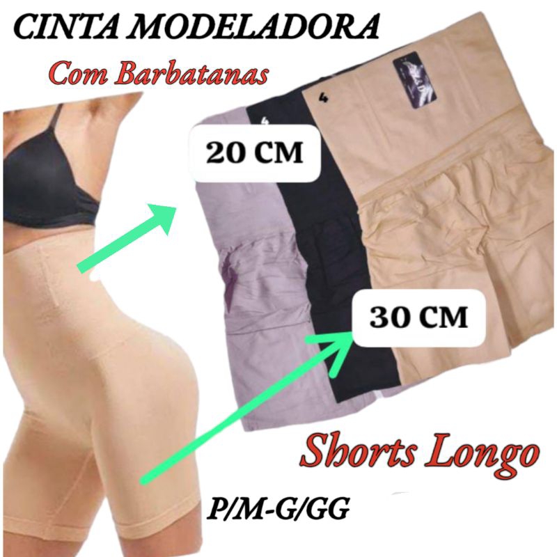 CINTA MODELADORA SHORTS COM BARBATANAS COZ ALTO (20cm) SHORTS LONGO (30cm), CINTA PÓS CIRURGIA