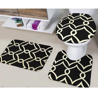 Conjunto de Tapetes para Banheiro 3 Pcs Geometrico Rosa Fundo Mesclado Antiderrapante Envio Rápido