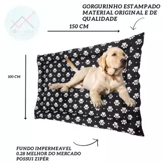 Colchonete Gigante 150X100 cm Com Zíper para Cachorro ou Gato Caminha Pet Grande