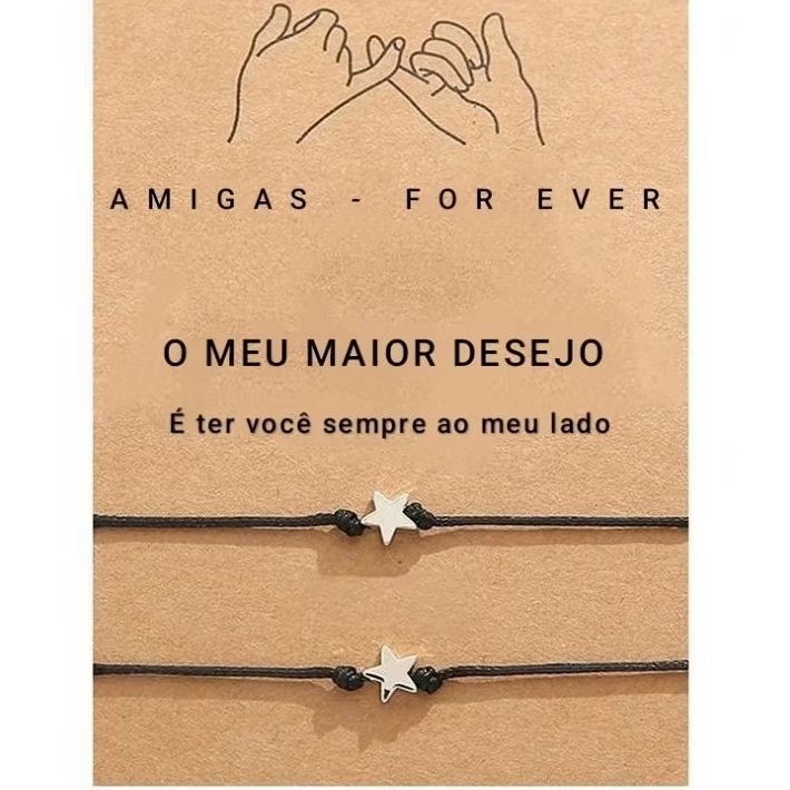PULSEIRA DE CORDÃO AJUSTÁVEL MELHORES AMIGAS FOR EVER ESTRELINHA FOFA ...