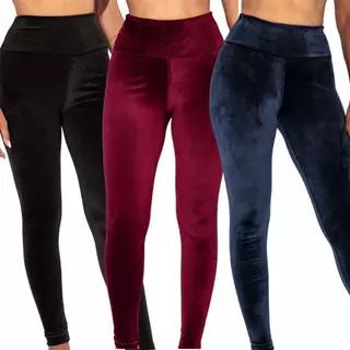 Kit C/ 3 Leggings Plush Cotelê Peluciada Confortável Inverno